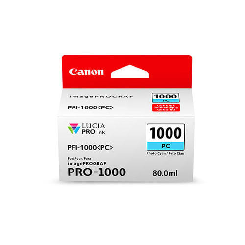 PFI-1000 PC. Type: Original, Ink type: Dye-based ink, Printing colours: Photo cyan. Volume: 80 ml 47666730 / Canon Cartridges