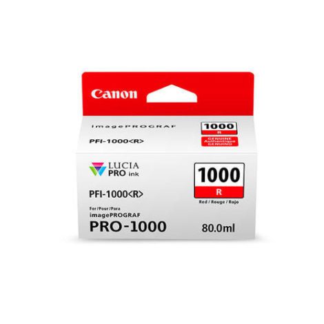 PFI-1000 R. Type: Original, Ink type: Pigment-based ink, Printing colours: Red. Volume: 80 ml 50727937 / Canon Cartridges