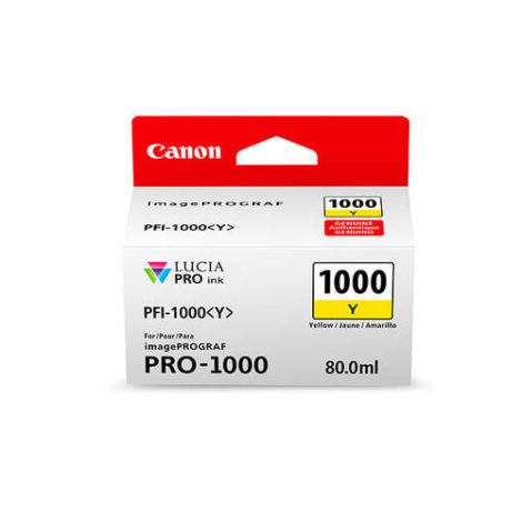 PFI-1000 Y. Type: Original, Ink type: Pigment-based ink, Printing colours: Yellow. Volume: 80 ml 50727932 / Canon Cartridges