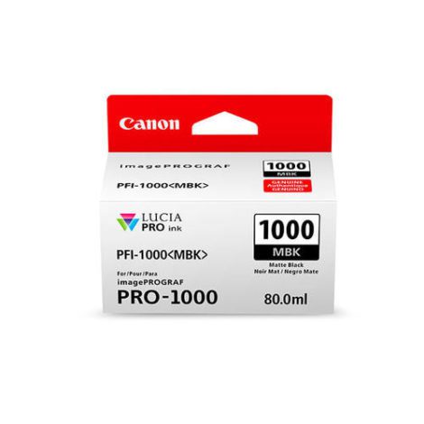 PFI-1000 MBK. Type: Original, Ink type: Pigment-based ink, Printing colours: Matte black. Volume: 80 ml 50727928 / Canon Cartridges