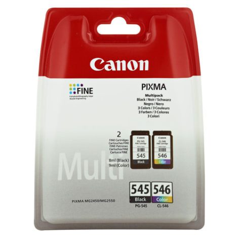 PG-545/CL-546 Multipack, Original, Pigment-based ink, Black,Cyan,Magenta,Yellow, PIXMA MG2450, 2 pc(s), Inkjet printing 35857020 / Canon Cartridges