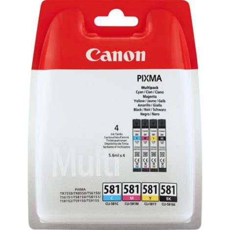 CLI-581 Multipack. Type: Original, Ink type: Pigment-based ink, Printing colours: Black,Cyan,Magenta,Yellow 61215937 / Canon Cartridges