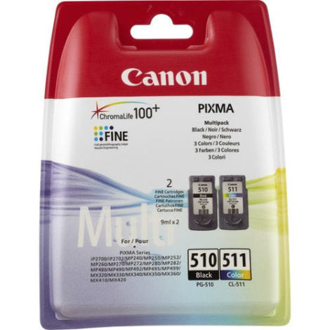 PG-510 / CL-511, Original, Pigment-based ink, Black,Cyan,Magenta,Yellow, , PIXMA iP2700, PIXMA MP280, 2 pc(s) 32897593 / Canon Cartridges