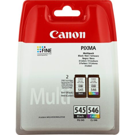 PG-545/CL-546 Multipack, Original, Pigment-based ink, Black,Cyan,Magenta,Yellow, PIXMA MG2450, 2 pc(s), Inkjet printing 69659128 / Canon Cartridges