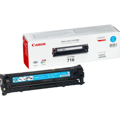 716 Cyan. Colour toner page yield: 1500 pages, Printing colours: Cyan, Quantity per pack: 1 pc(s) 120569025 / Canon Cartridges