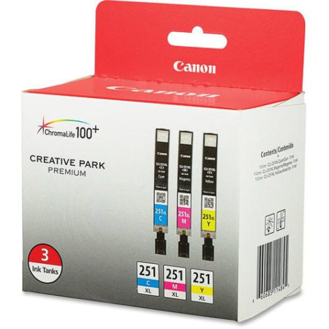 Canon 6449B009 (CLI-251XL) ChromaLife100+ High-Yield Ink, Cyan/Magenta/Yellow, 3/PK 00012301588415 / Canon Cartridges