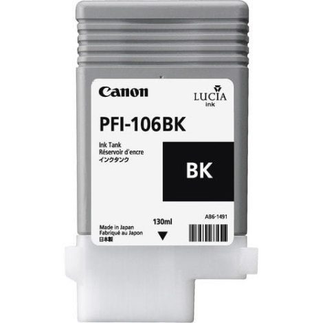 PFI-106 BK. Type: Original, Ink type: Dye-based ink, Printing colours: Photo black. Package type: Blister 31552374 / Canon Cartridges